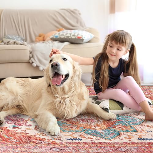 Washable Area Rug (4' x 6' / Pink)