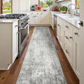 Washable Runner 2'x8' Abstract Area Rug for Hallway Gray White (Gray/White / 2' x 8' (Runner))