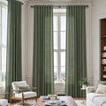 Olive Green Linen Curtains for Living Room 2 Panels Set 126 Inch Length Back Tab Light Filtering Semi Sheer Curtain Drapes for Bedroom 52x126 (52"W x 126"L (Pack of 2) / Loden)