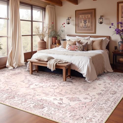 Washable Area Rug (Pink / 10' x 14' (Rectangular))