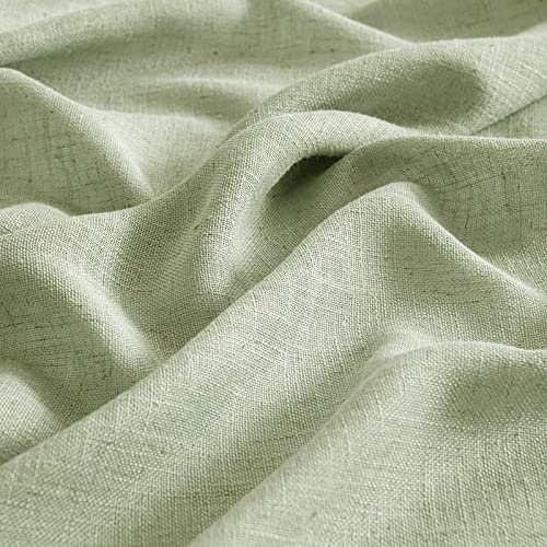 Sage Green Linen Curtain 52x45 Inch 2 Panels for Kitchen Bedroom (52"W x 45"L (Pack of 2) / Sage Green)