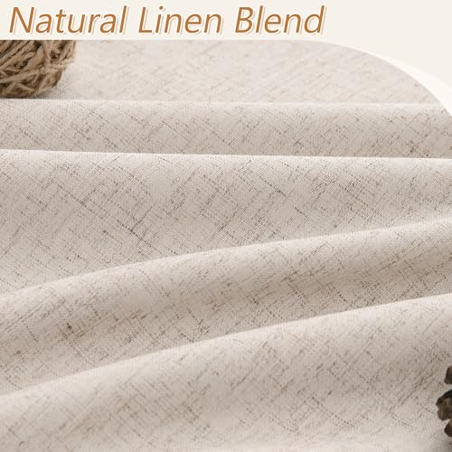 Extra Long 100% Blackout Linen Curtains 102 Inch for Bedroom Oatmeal (Oatmeal / 52"W x 102"L (Pack of 2))