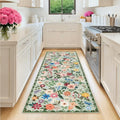 2x6 Washable Runner Rug：Floral Indoor Kitchen Soft Carpet Green (Green / 2' x 6' (Runner))