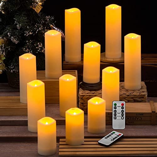 12 Pack Flameless Candles Battery Operated Waterproof Led Candles (12 Pack Ivory)