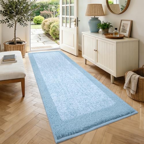 70x24 Bathroom Rugs Non Slip Washable (Light Blue / 2' x 5'10" (Rectangular))