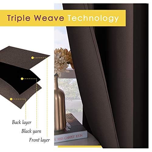 Blackout Curtains & Drapes for Bedroom (Toffee Brown / 34"W x 40"L (Pack of 2))