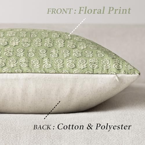 Decorative Floral Print Throw Pillow Covers 18×18 Lime Green (18" x 18" (Pack of 2) / Lime Green)