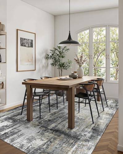 Washable 5x7 Area Rugs for Living Room Modern Abstract Rug (Black Gold / 5' x 7' (Rectangular))
