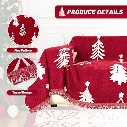 71"X118" Loveseat Christmas Couch Cover (71" x 118" / 6# Christmas Red)