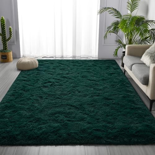 Large Shag Area Rugs 6 x 9 (Dark Green / 6' x 9' (Rectangular))