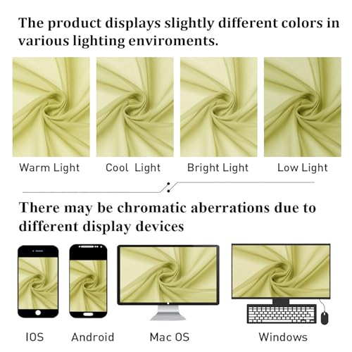 Lemon Sheer Curtains for Living Room 54 Inch Length 2 Pcs (Lemon / 42"W x 54"L (Pack of 2))
