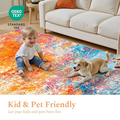 6x9 Area Rugs for Living Room (02-rainbow / 6' x 9' (Rectangular))