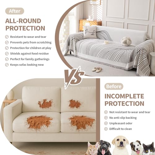 Couch Cover for Sofa (Curved Lines Brown / 71*118 inch)