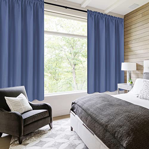 Short Blackout Curtains 42 x 36 Inch for Kitchen RV Bunk Dusty Blue (Dusty Blue / 42"W x 36"L (Pack of 2))
