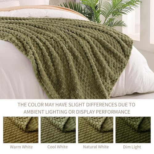 3D Fleece Queen Size Blanket for Bed (Olive Green / Queen ( 90x90 IN ))