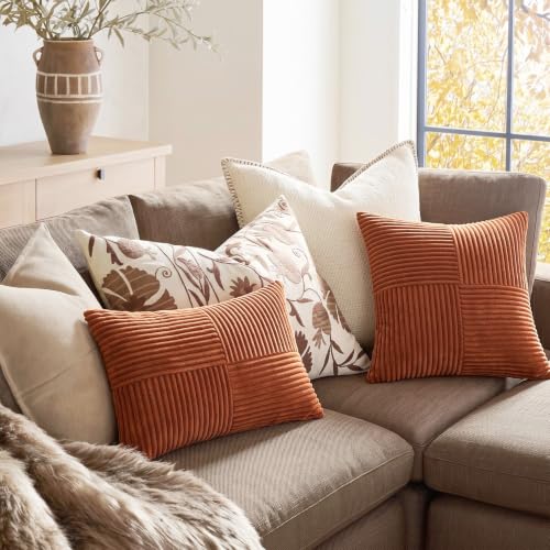 2 Packs Rust Lumbar Decorative Throw Pillow Covers 16x28 Inch for Bedroom Couch Bed (Rust / 28" x 16" (Pack of 2))