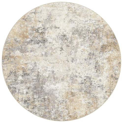 8ft Round Area Rug Living Room Rugs (Golden Grey / 8' (Round))