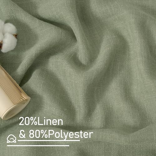 Semi Sheer Linen Curtains 36 Inch Length for Cafe Small Window (Sage Green / 25"W x 36"L (Pack of 2))