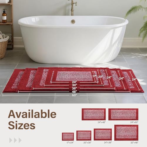 60x24 Long Bathroom Rugs Non Slip Washable (Red / 2' x 5' (Rectangular))