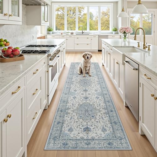 Washable Area Rug (Blue/White/Gray / 2' x 8' (Rectangular))