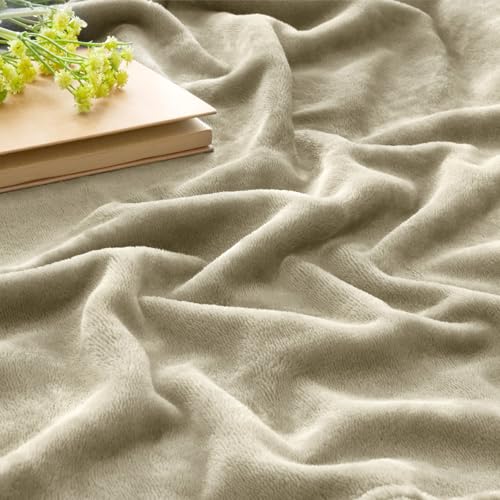 Fleece Blanket Soft Plush Throw for Couch Oatmeal 50"x60" (Oatmeal / Throw(50"x60"))