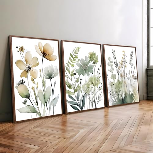 Sage Green Botanical Posters Set of 3 (green flower poster / 24x16)