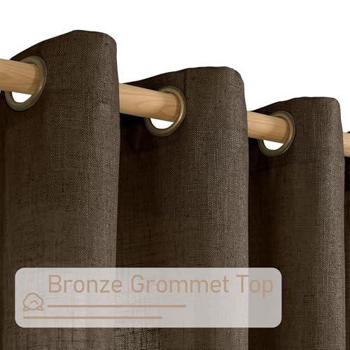 95 inch Length Linen Curtains for Living Room 2 Panels (52"W x 95"L (Pack of 2) / Dark Brown)