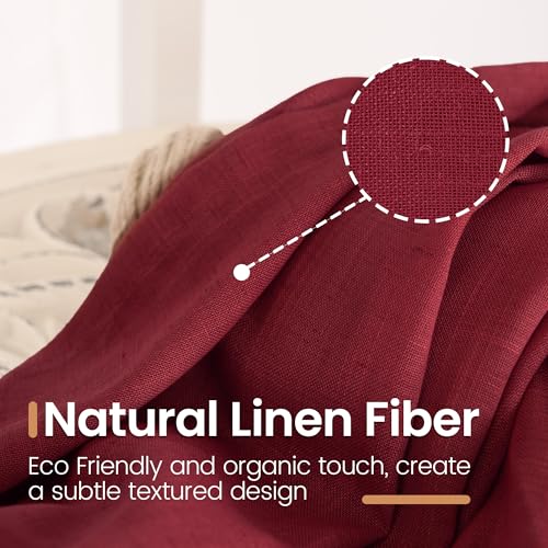 Long Linen Semi Sheer Curtains 102 Inch Length for Living Room (Burgundy / 52"W x 102"L (Pack of 2))