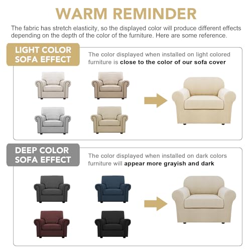 2 Piece Couch Cover Stretch Stylish Chair Cover Furniture Cover (Small / Natural)
