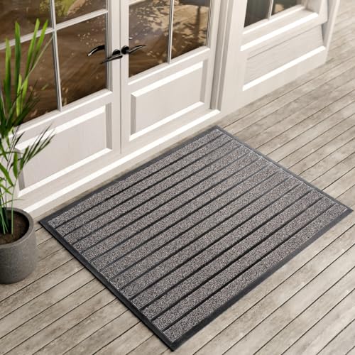 Extra Durable Door Mat Outside Entrance (47" x 32" (Rectangular) / Bright Grey)