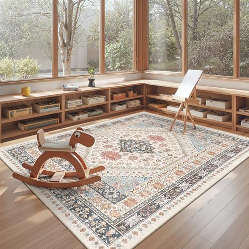 Area Rugs 5x7 Washable Rugs for Living Room (Blue/Red/Multi / 5' x 7' (Rectangular))