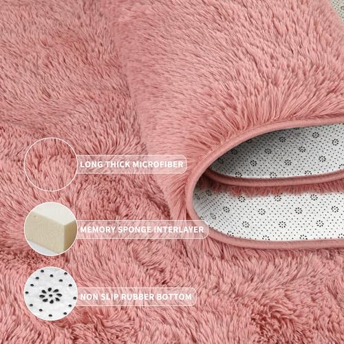 4x6 Fluffy Blush Pink Area Rugs for Living Room Girls Bedroom (Blush / 4' X 6' (Rectangular))