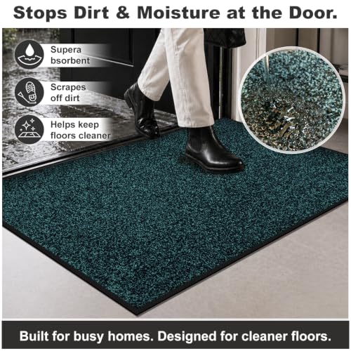 Super Absorbent Front Door Mat (Blue / 2' x 6' (Rectangular))