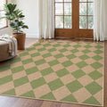 Checkered Easy Jute 5x7 Area Rug (5' x 7' (Rectangular) / Sage Green/Nature-2)