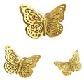 Gold Finish Metal Butterflies Wall Art Set of 3 Metal Wall Decor Butterfly Hanging Decor for Bedroom Bathroom Living Room Garden Kitchen (Rustic Butterfly-3)