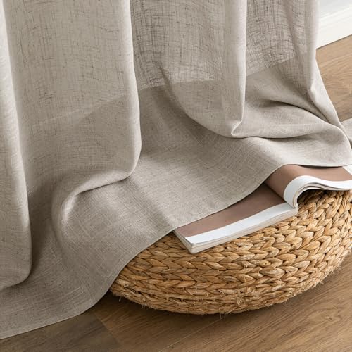 Burlywood Birch Linen Curtains 52x90 Inch Long 2 Panels for Bedroom (52"W x 90"L (Pack of 2) / Burlywood Birch)