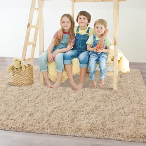 Soft Area Rugs for Bedroom Living Room Plush Fluffy Rug 3x5 Feet (Camel / 3' x 5' (Rectangular))