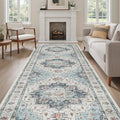 4x12 Wide Hallway Runner Rug Washable for Living Room (Blue / 4' x 12' (Runner))