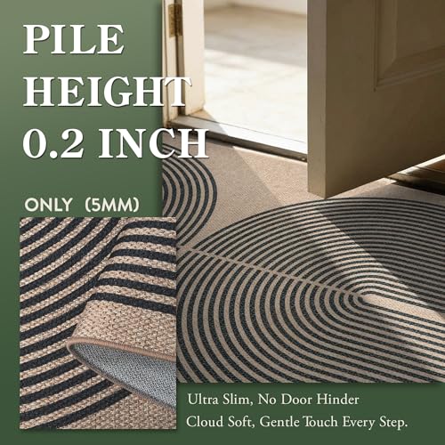 Modern Rainbow Easy Jute Rug (3' x 5' (Rectangular) / Nature/Black Rainbow)