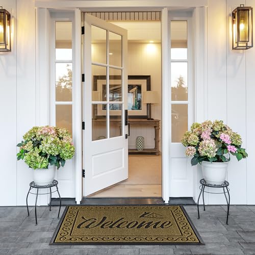 Artificial Grass Welcome Mat (Brown / 29.5x17 Inch)