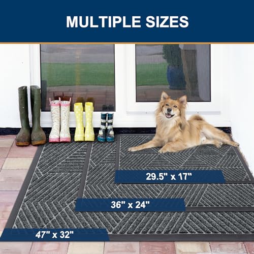 Front Door Mat Outside Entrance (Grey / 29.5" X 17")