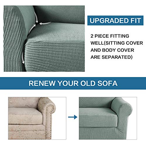 2 Piece Armchair Slipcovers with Arms Sofa Slipcover Fit Chair Width Up to 47 Inch (Small / Sage)