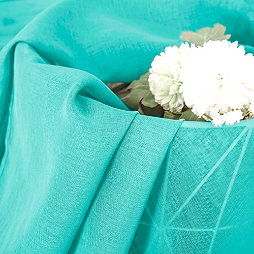 Short Sheer Curtain Linen Textured Bedroom Curtains Sheer Light Filtering Rod Pocket Voile Curtain for Living Room (54"W x 54"L (Pack of 2) / Aqua Blue)