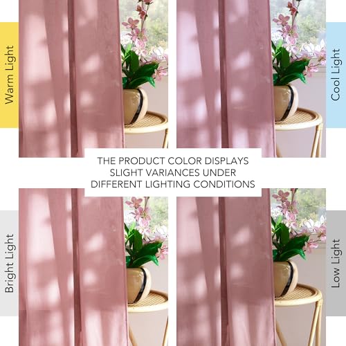 Thick Linen Pink Curtains for Girls Room 96 inches Long (Pink / 55"W x 96"L (Pack of 2))