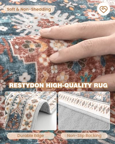 Kitchen Runner Rug Non Slip Washable Rugs 2.5x8 (Blue / 2'6" x 8' (Runner))