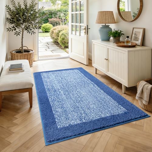 48x32 Large Bathroom Rugs Non Slip Washable (Blue / 2'8" x 4' (Rectangular))