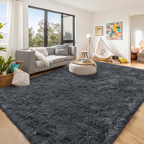 8x10 Machine Washable Large Area Rugs for Living Room (8x10 Ft / Grey)
