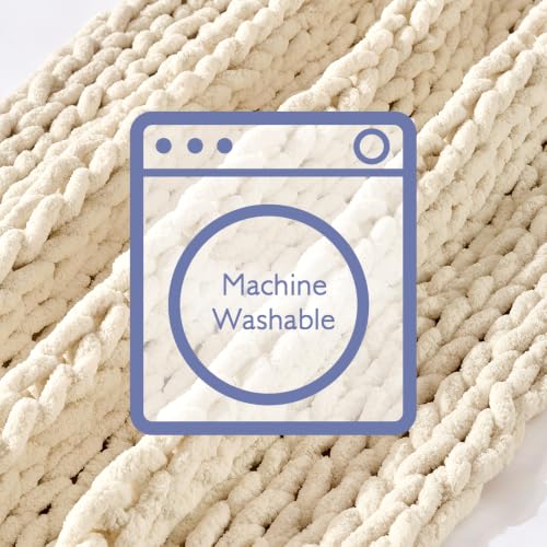 Chunky Knit Throw Blanket for Couch (Beige / 40"x80" (Special Size Throw))