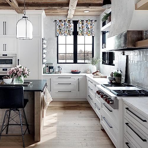 White Kitchen Room Darkening Valances 24 Inch Length Vintage Botanical Floral Hummingbird Thermal Insulated Grommet Small Window Curtains for Track Laundry Kitchen (White / 52"W x 24"L (Pack of 2))
