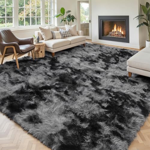 8x10 Area Rugs for Living Room (Dark Grey Tie-dyed / 8' x 10' (Rectangular))